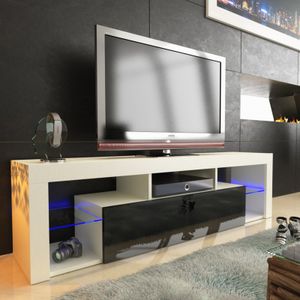 TV LOWBOARD SCHRANK TISCH BOARD 160cm HOCHGLANZ mit LED-Beleuchtung weiß  /schwarz
