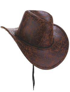 Cowboyhut aus Kunstleder Kostüm-Accessoire braun