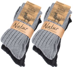 BRUBAKER 4 páry kašmírových ponožek pro muže a ženy - teplé ponožky s 48 % ovčí vlny a 40 % kašmíru, šedé a antracitové, velikost: 39-42
