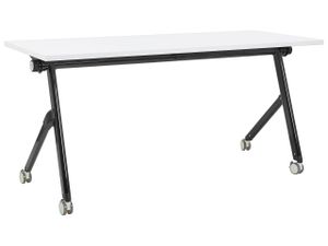 BELIANI Schreibtisch Weiß u. Schwarz 160 x 60 cm Klappbar Faltbar mit Rollen Mobil Bürotisch für Homeoffice Büro Modernes Design