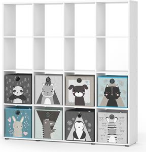 Vicco Kinderregal Karree, 138.5 x 142.5 cm mit 8 Faltboxen, Weiß