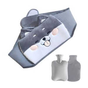 Wärmflaschengürtel, 1L Wärmflasche Gürtel 3 in 1 Tragbar PVC Wärmflasche, Wärmeflasche mit weichem Bezug und Taillen-Bezug, für Nacken und Schulter Rücken Beine