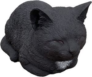 stoneandstyle Steinfigur Katze Nappy ruhend schwarz frostfest Steinguss