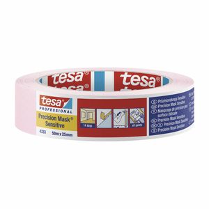 tesa Professional 4333 Präzisionskrepp Sensitive, 50 m x 25 mm, rosa