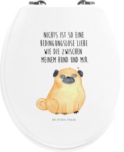 Mr. & Mrs. Panda Motiv WC Sitz Mops - Weiß - Geschenk, Haustier, Toilette, Hundeliebe, Hund, Hundemama, knuffig, Toilettendeckel, Hundebesitzer, Sprüche, Liebe, Klobrille