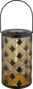 LED Solarleuchte, Gold Schwarz, Feuer-Effekt, Laterne, H 32,5 cm