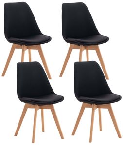 CLP 4er Set Stuhl Linares Kunststoff mit Kunstlederbezug, Farbe:schwarz, Material:Stoff