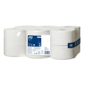 TORK 120161 Toilettenpapier „Universal Mini Jumbo“, weiß, System T2, 1-lagig, Durchmesser 19 cm
