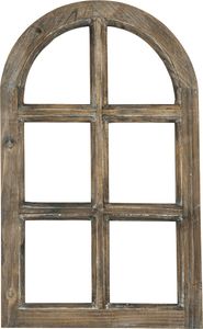 Rustykalna dekoracyjna rama okienna drewniana brązowa vintage w stylu wiejskim 29,5 × 48 cm