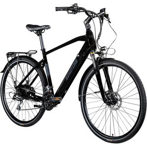 Zündapp Z810 E Bike Trekkingrad Herren ab 160 cm mit Nabenmotor Pedelec Trekking Fahrrad mit 24 Gang und Beleuchtung StVZO, Farbe:schwarz/grau, Rahmengröße:52 cm