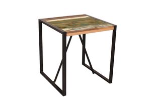 SIT Möbel Tisch 70 x 70 cm | Kufen-Gestell | Altholz mit Metall | bunt-schwarz | B 70 x T 70 x H 77 cm | 13914-98 | Serie FIUME