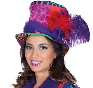 Patchwork Zylinder bunt Karneval-Hut für Damen