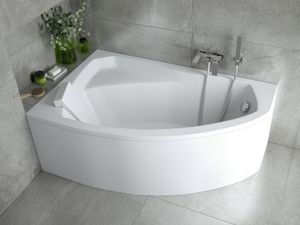BADLAND Eckbadewanne Badewanne Rima LINKS 150x95 mit Acrylschürze, Füßen und Ablaufgarnitur GRATIS