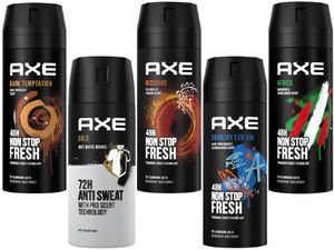 AXE Bodyspray Deo Spray Set 5x 150ml in beliebten Duftrichtungen, Männerdeo ohne Aluminium, mit 48h Schutz, effizienter Schutz vor Körpergeruch, Deodorant Klassiker für besonders viel Frische und Abwechslung