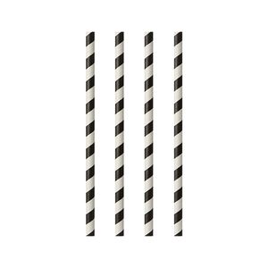 Papstar Trinkhalme Papier Strippes 20cm schwarz weiss 100 Stück