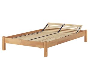 Einzelbett in Überlänge 120x220 Buche-Bettgestell Zubehör wählbar V-60.84-12-220Federholzrahmen und Matratze inkl.