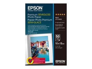 Epson Premium Semigloss Photo Paper - Seidenmattfotopapier - 100 x 150 mm - 251 g/m2 - 50 Blatt - für Epson L130, L220, L310, L365, L565, L810| Expression Home XP-320, 420, 424| SureColor P600