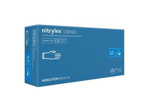 MERCATOR Nitrylex Classic Blau Einmalhandschuhe, Nitrilhandschuhe, puderfrei, Nitril, EN 374, EN 455, 100 Stück, Größe:L