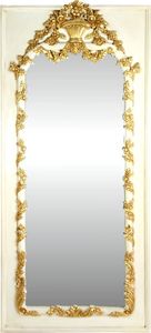 Casa Padrino Barock Wandspiegel Creme / Gold Antik Stil 85 x H. 190 cm - Prunkvoller Barock Spiegel mit wunderschönen Verzierungen