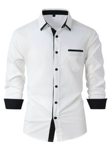 Herren Hemden Baumwolle Langarm Shirts Revers Casual Tops Sommer Freizeithemd Oberteile Weiß,Größe M
