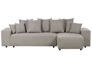 BELIANI 3-Sitzer Ecksofa Taupe Stoffbezug L-Förmig mit Chaiselongue Linksseitig Schlaffuktion Stauraum Dekokissen Wohnlandschaft Polstersofa