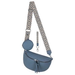 Bauchtasche  Umhängetasche Crossbody-Bag Hüfttasche Kunstleder Italy-Design BLUE