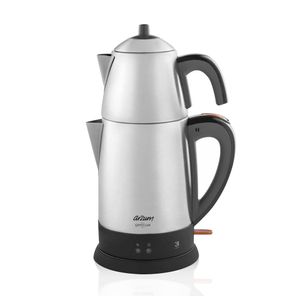 Arzum Cayci Lux Tea Maker, elektrický turecký čajovar, nerezová ocel, příkon 1800 W, 1,8 l konvice, 0,7 l konvice, nerezový čajový filtr