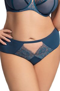 Gorsenia dame slip brazilian elegant spitze tüll hoher bund alltag k666 paradise, blau, s