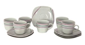 6er Set Kaffeetasse 18cl mit Untertasse 14,5cm Caviano