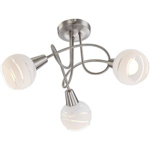 Globo Lighting Deckenleuchte Metall Nickel matt, Glas opal, ø: 390mm, H: 246mm, exkl. 3x E14 40W 230V