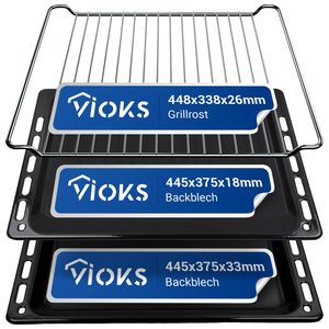 VIOKS Backblech 2x + Grillrost Ersatz für Bauknecht 481010683241 481010683239