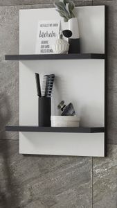 Badezimmer Regal "Design-D" in weiß und schwarz Bad Wandregal 40 x 62 cm