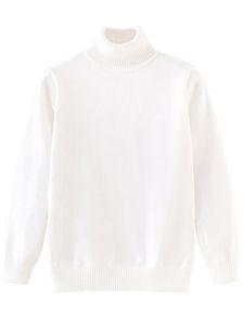 Kinder Gerippte Saum Pullover Spielen Feste Farbe Sweatshirt Casual Warmer Pullover, Farbe: Weiß, Größe: DE 128