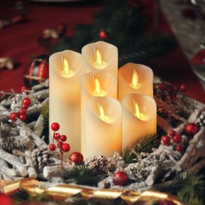 LED Kerzen Stumpenkerzen Fernbedienung Timer flackernde Echtwachs Kunststoff, Color:5er LED Kerzen aus Echtwachs