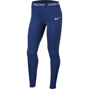 Nike Mädchen Sport-Leggings Fitnesshose Trainingshose G NIKE PRO Tight blau weiss, Größe:XL(158-170)
