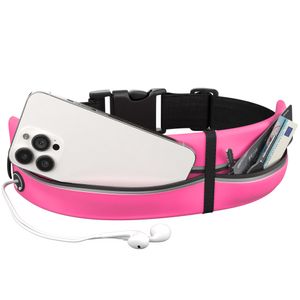 EAZY CASE Laufgürtel wasserabweisende Hüfttasche passend für alle Smartphones als Jogging Tasche, Sportgürtel mit Reißverschluss, elastischer Gürtel für Fitness, Spazieren, Reisen, Pink