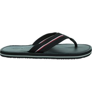 Tommy Hilfiger Leather Beach Sandal Herren Zehentrenner in Schwarz, Größe 45