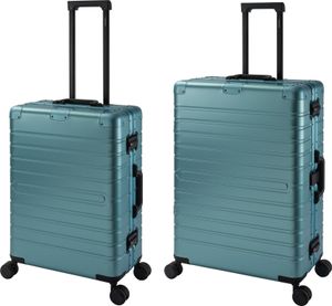 Travelhouse Oslo Alu Reisekoffer Türkis M-65cm & L-75cm Hartschalenkoffer Reise Trolley Koffer Set