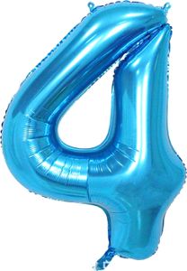 Oblique Unique 1x Folien Luftballon mit Zahl 4 Kinder Geburtstag Jubiläum Party Deko Ballon blau