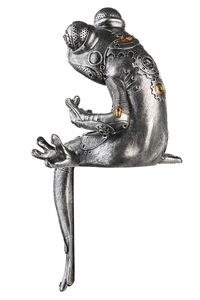 Casablanca Poly Skulptur"Steampunk Frog" VE 2 Frosch,ant. silber, mit kupferf. Elementen