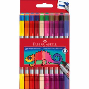 Długopisy FABER-CASTELL z podwójną fibrową końcówką, 20 sztuk