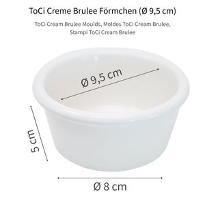 ToCi 12 x Creme-Brulee Förmchen Weiß Ø 9,5 cm | Schälchen für Ragout Fin Schoko-Souffle | Pastetenform aus Keramik