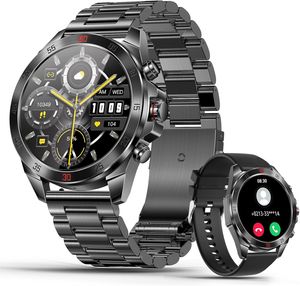 Smartwatch Herren mit Telefonfunktion, 1,43" AMOLED Display Smart Watch mit Herzfrequenz, Blutdruck, Schlafüberwachung, 100+ Sportmodi Android IOS