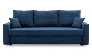 Couch AIKIDO 223x90 - mit schlaffunktion - Farben zur Auswahl - modernen Couch - mit Bettkasten - Moderner Cordstoff - Stoff POSO 005 Dunkelblau