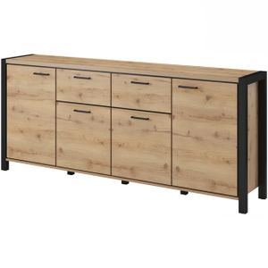 Kommode Sideboard Beistellkommode AKTIV AK25 eiche taurus / schwarz 213 x 91 x 41 cm