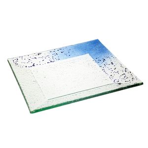 Glasteller Schale Tischdeko quadratisch Design Max Fusing Glas ca. 32x32cm Handmade Blau