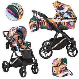 Kinderwagen LAZZIO PREMIUM Sportwagen Babywagen Babyschale Komplettset Kinder Wagen Set 2 in 1 (farbig, Rahmenfarbe: Kupfer)