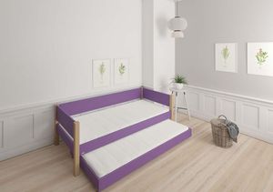 LIV Kinderbett 90 x 200 cm mit Ausziehbett Lila, Bettpfosten:Buche