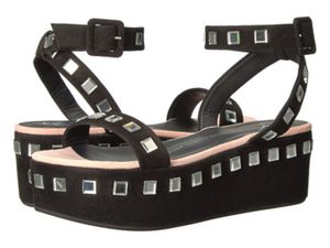 Giuseppe Zanotti Damen Sandalen Sandaletten Plateau schwarz Glitzer Designer Grösse 39