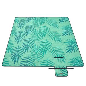 SONGMICS Picknickdecke, 200 x 200 cm, maschinenwaschbar, grün mit tropischem Farn